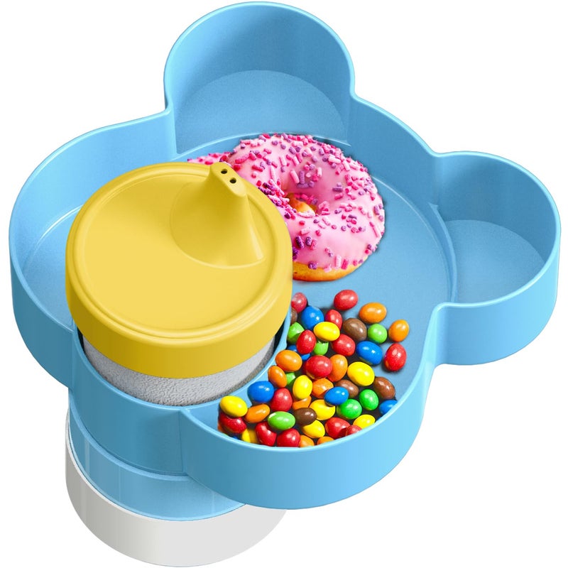 BlueOrigin Car Seat Tray - Convert Cup Holder to Snacks, Toys Tray for Kids Travel, 360 Rotatable (Blue) - Image 1